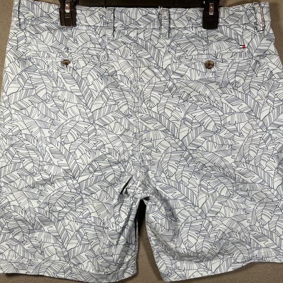 Tommy Hilfiger Mens 36 Blue Tropical Palm Leaf Chino Shorts Beach Summer Preppy - Picture 10 of 13